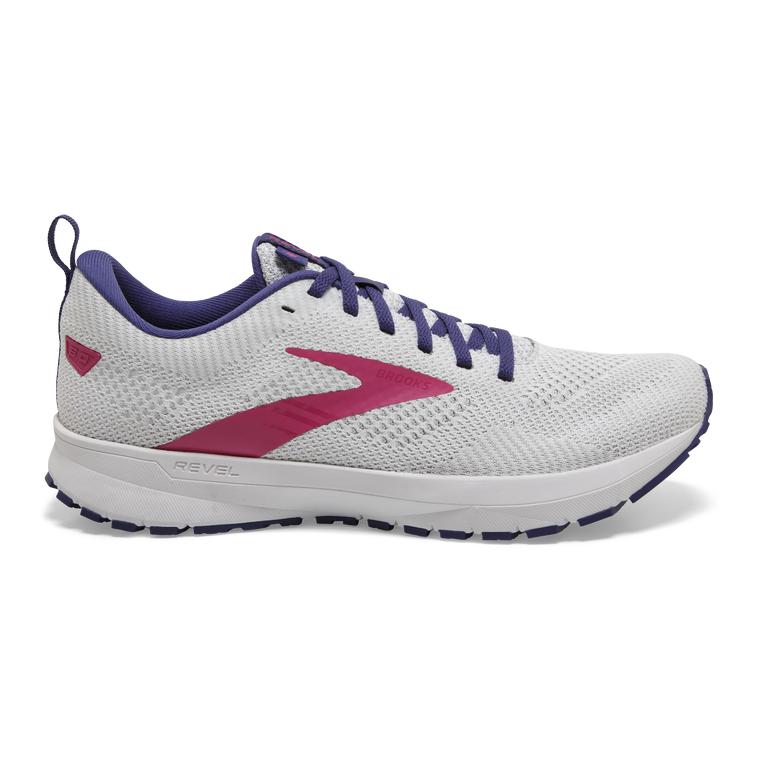Brooks Revel 5 Performance Women's Road Running Shoes - White/Navy/Pink (45198-XRTW)